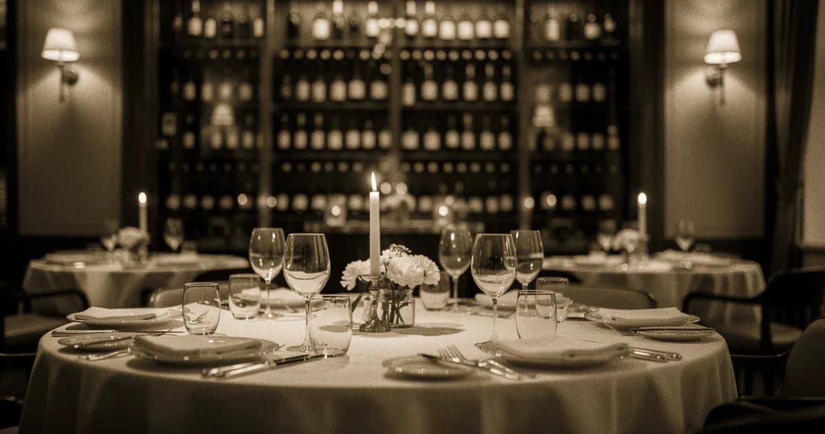 Maître d'Hôtel Partnersuche: Elegantes Restaurant bei Dämmerung