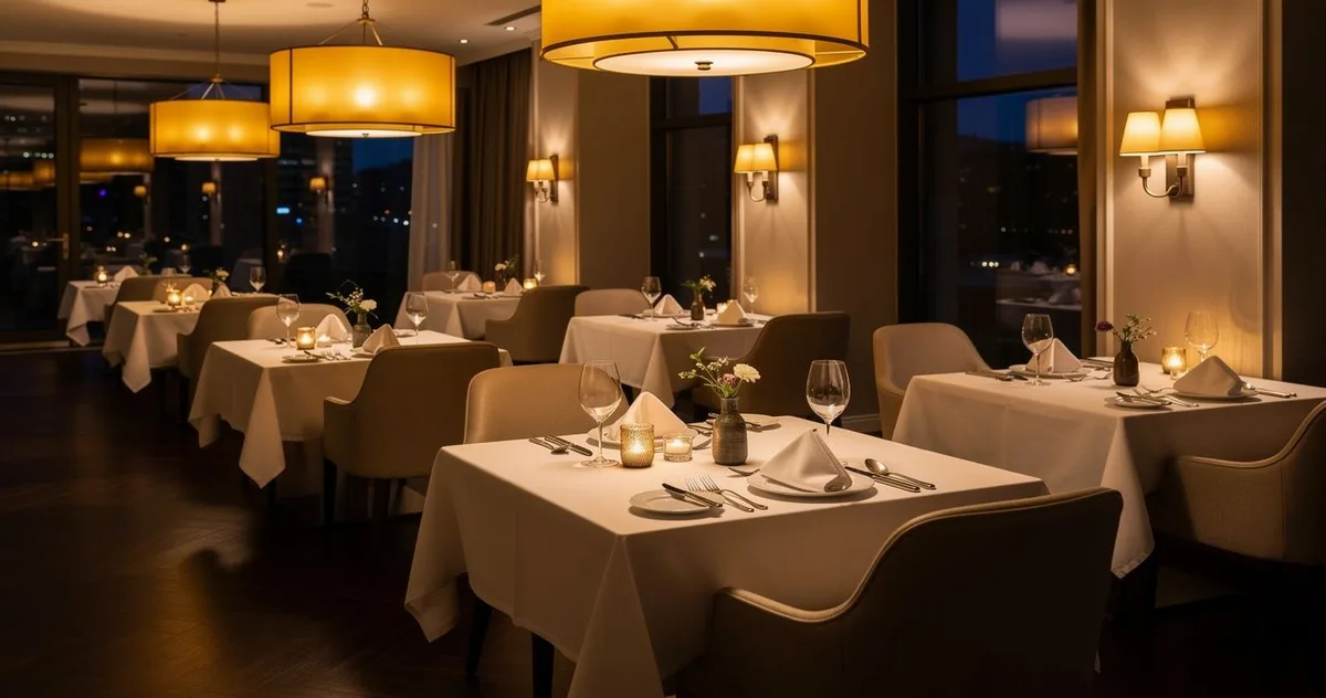 Kellner serviert Teller im Restaurant
